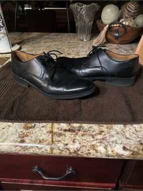 Bostonian Men’s Wurster Plain Black Leather Lace-Up Shoes c Flexlite Size 10
